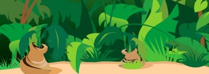 ジャングルのシーンの背景ベクター動物 - 無料ベクター