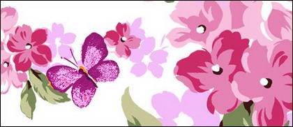 パウダー紫の花と蝶ファッション PSD ファイル - 無料の psd