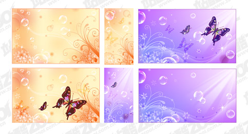 蝶の夢花バブル ベクターの背景素材