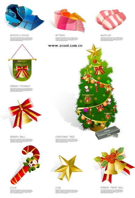 冬の衣類およびクリスマスのアイコン ベクトル材料