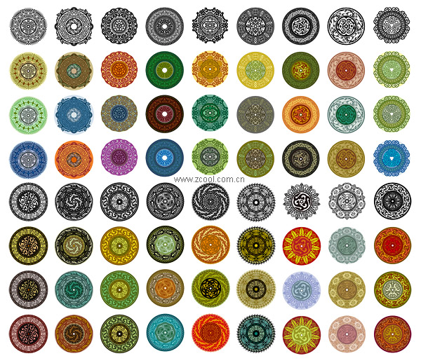 多彩な円形パターン ベクトル材料-1 の古典的な要素