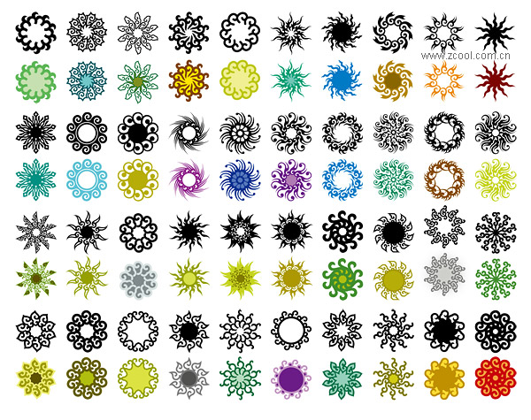 多彩な円形パターン ベクター材料-3 で古典的な要素