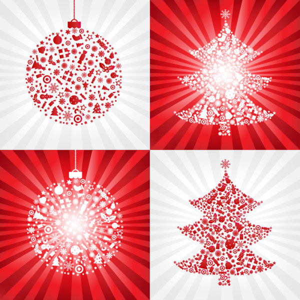 赤いクリスマス ボール クリスマス ツリー - ベクター素材