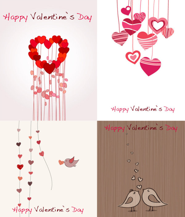 素敵なロマンチックなバレンタインの日グリーティング カード ベクトル材料
