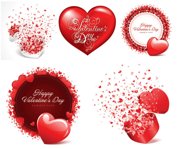 + + ロマンチックなバレンタインの日カード ベクトル材料 + +