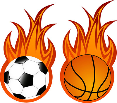 サッカーやバスケット ボールの炎ベクター