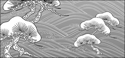 花 45(Pine, Moire) ベクター工場 - 無料ベクターのベクター線の描画