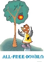 カササギ ピッキング アップル ベクター漫画 - 無料ベクター