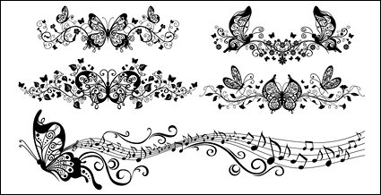 美しい蝶パターン ベクター材料ベクター花 - 無料ベクター