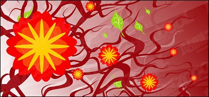 風の葉と赤い花ベクター素材ベクター花 - 無料ベクターと共に去りぬ