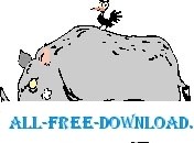 Rhino と鳥ベクター漫画 - 無料ベクター