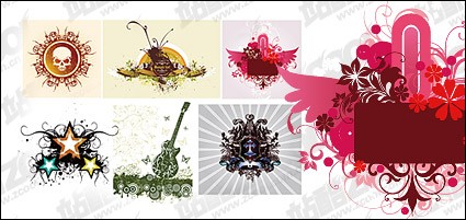 6、傾向およびパターン要素ベクター材料ベクター花 - 無料ベクター