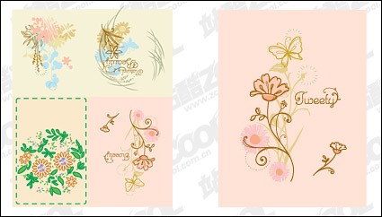 単純な手塗りのパターン ベクター材料ベクター花 - 無料ベクターします。