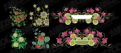 単純な手塗りのパターン ベクター材料ベクター花 - 無料ベクターします。