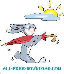 ウサギを運ぶ傘ベクター漫画 - 無料ベクター