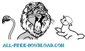 ライオンと子羊ベクター漫画 - 無料ベクター
