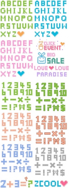 Pixelstyle 文字と数字のベクター無料ベクター 8.00 MB