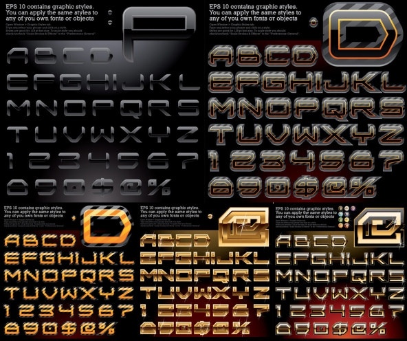 さまざまな効果アルファベット ベクター無料ベクター 2.91 MB