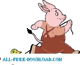 ウサギを引っ張って鴨グッズ ベクター漫画 - 無料ベクター