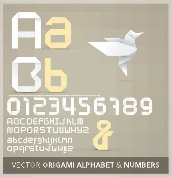 折り紙リボン英語 26 文字と数字 2 無料のベクター ベクター 877.92 KB