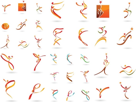 ヒューマノイドの動的なリボン パターン ベクター無料ベクター 548.01 KB