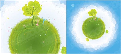 地球の緑材料ベクターの漫画 - 無料ベクター