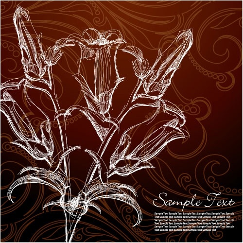 ベクター線画花無料ベクター 1.93 MB