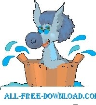 馬入浴ベクター漫画 - 無料ベクター