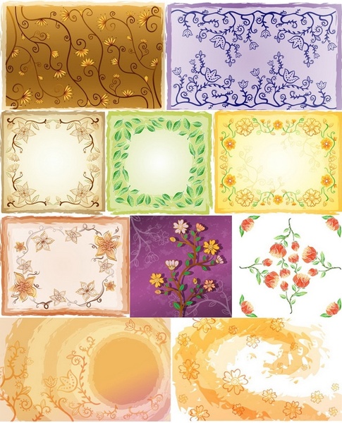 新鮮な花手塗りの背景ベクター アートワーク 5 無料ベクター 12.11 MB