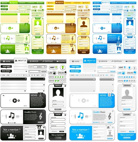 Web デザイン要素 01 ベクター無料ベクター 0 バイト