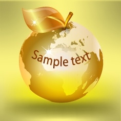 黄金のリンゴ背景光沢のあるクローズ アップ スタイル デザイン無料ベクター 1.18 MB