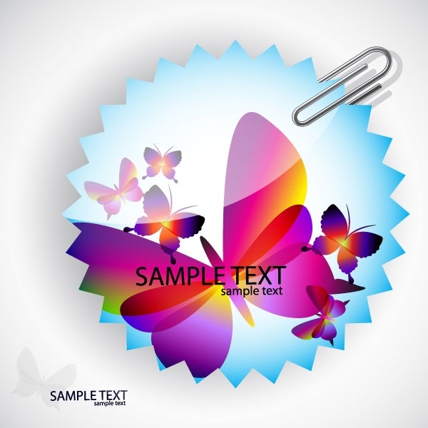 ステッカーと蝶 05 ベクター無料ベクター 2.72 MB