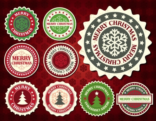 クリスマス雪の結晶パターン ラベル 01 ベクター無料ベクター 5.66 MB