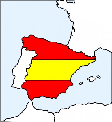 スペイン 地図および旗 ベクター クリップ アート 無料ベクター 無料素材イラスト ベクターのフリーデザイナー