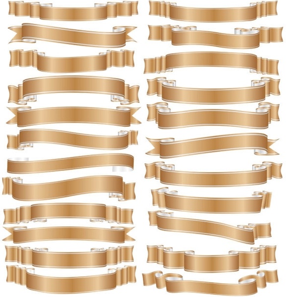 ゴールド リボン コレクション ベクター無料ベクター 608.47 KB