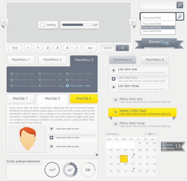 Web デザインのナビゲーション メニュー 03 ベクター無料ベクター 3.49 MB