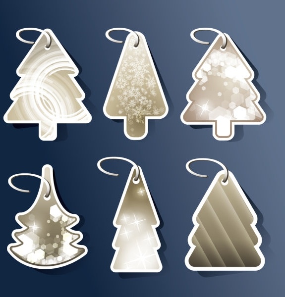 美しいクリスマス ツリー タグ 02 ベクター無料ベクター 1.23 MB