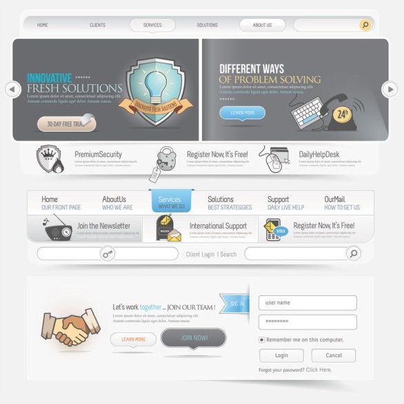 洗練された web デザイン要素 01 ベクター無料ベクター 4.64 MB