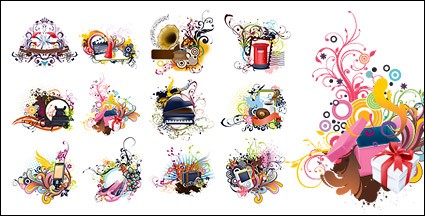 パターン ベクター材料 2 ベクター花 - 無料ベクターの傾向の項目数