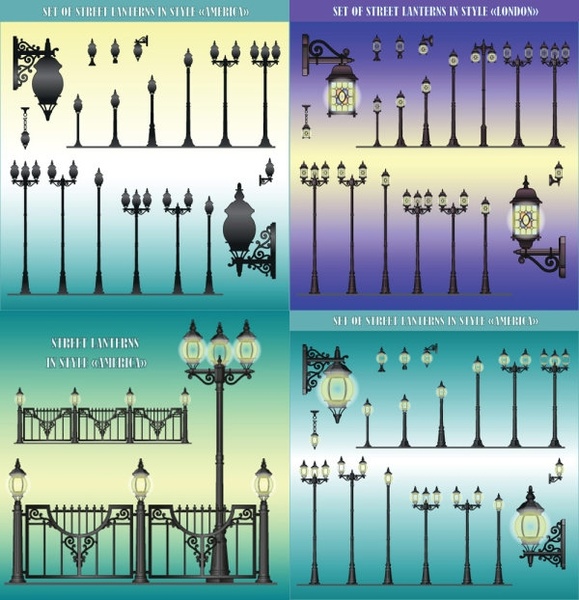 復古通りランプ シャンデリア ランプ ベクター無料ベクター 6.37 MB