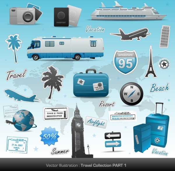 旅行テーマ ベクター無料ベクター 4.76 MB