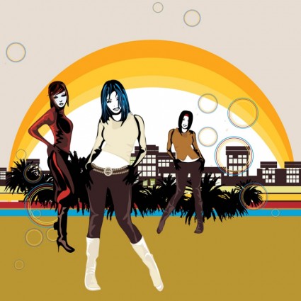 都市女の子ベクター人 - 無料ベクター