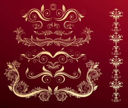花スクロール赤ベクター - 無料ベクター