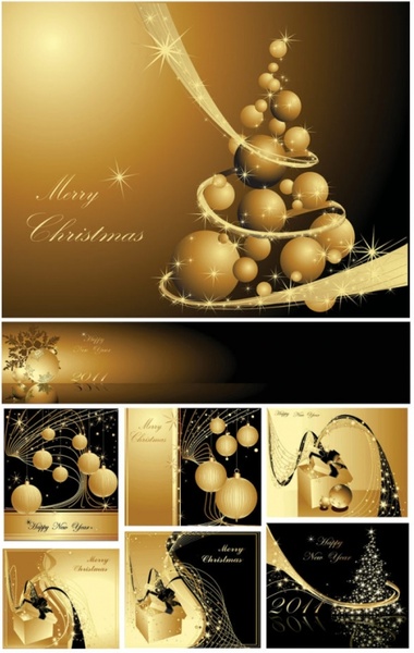 ゴールデン クリスマス背景 2 ベクター無料ベクター 7.65 MB