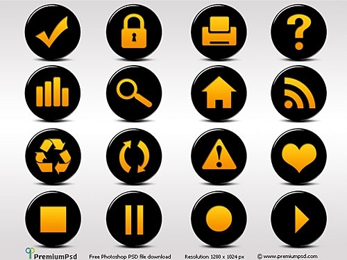 黒とオレンジ光沢のある無料 PSD アイコン無料 psd ファイル 785.63 KB