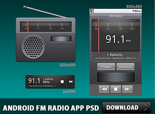 アンドロイド FM ラジオ アプリケーション PSD 無料 psd 1.52 MB