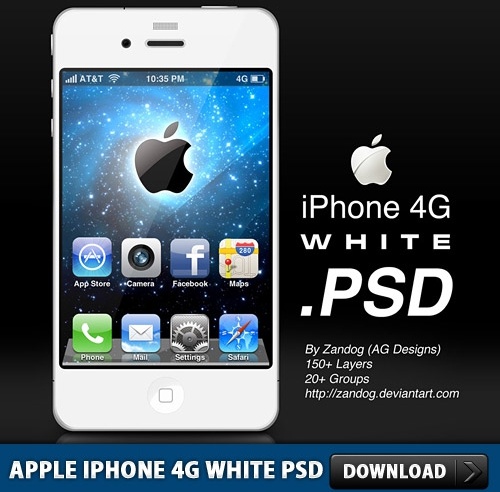アップル iPhone 4 G ホワイト PSD 無料 psd 4.74 MB
