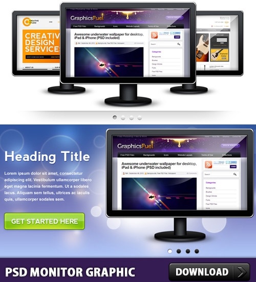 モニター グラフィック無料 PSD テンプレート無料 psd 2.95 MB
