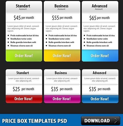 価格ボックス テンプレート無料 PSD 無料 psd ファイル 399.62 KB