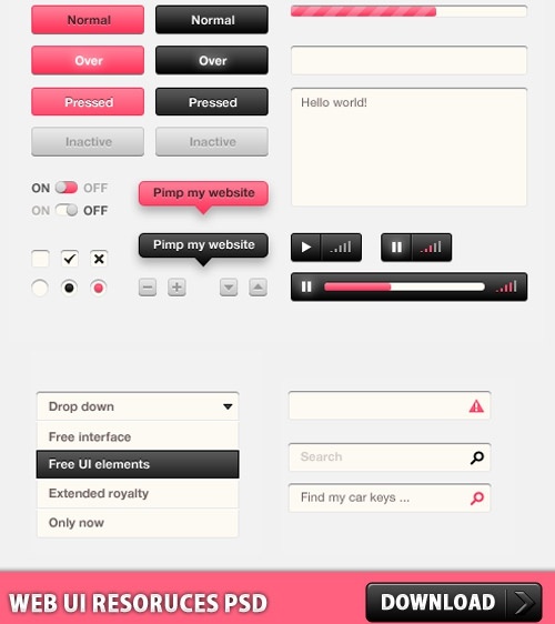 Web UI 資源 PSD 無料 psd 78.57 KB